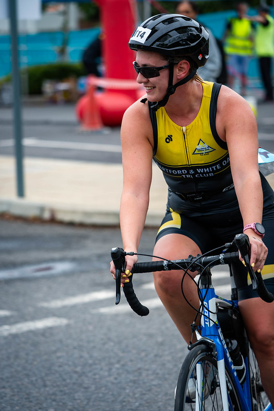 Club cyclist racing on the road